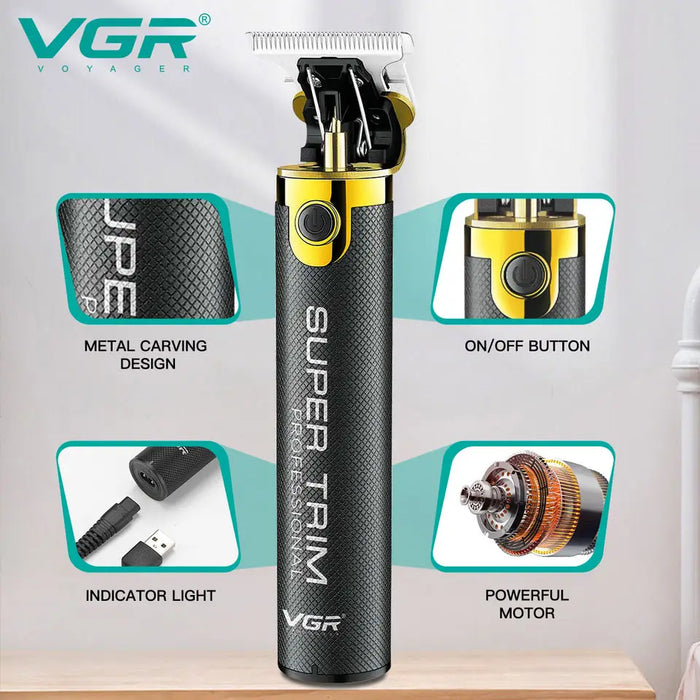 Original VGR Professional USB Electric Hair Trimmer Rechargeable Barber Cordless Hair Clippers For Men Haircut Machine