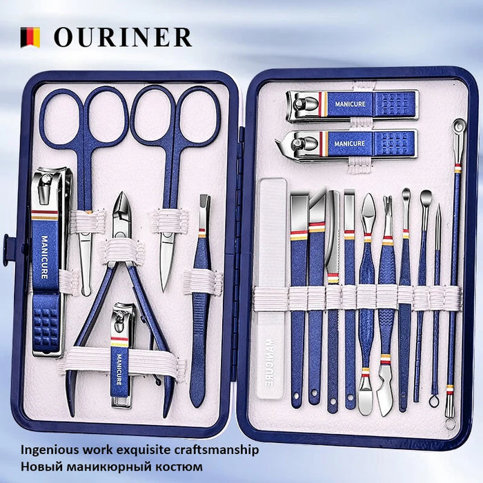 New 2023 High-quality 9-19pcs/set Nail Cutter Set Stainless Steel Nail Clippers Set Manicure Kits Scissors Makeup Beauty Tool