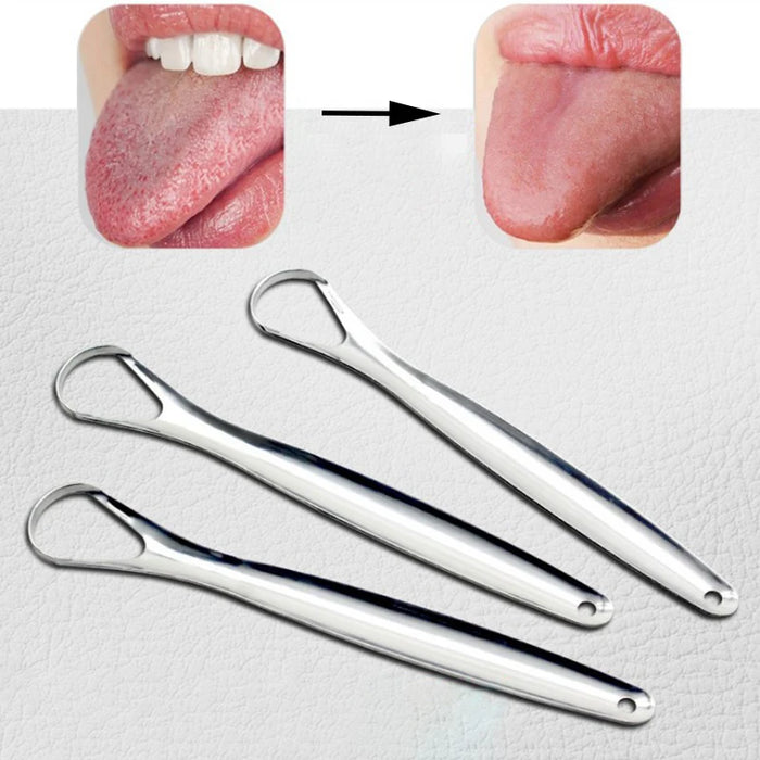 1pcs Tongue Scraper Brush Stainless Steel Tongue Cleaner Bad Breath Removal Oral Care Tools