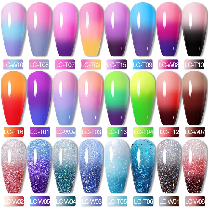 LILYCUTE Thermal Gel Nail Polish Nude Pink Winter Grey Gradient Temperature Color Changing Long Lasting Nail Art Gel Varnish