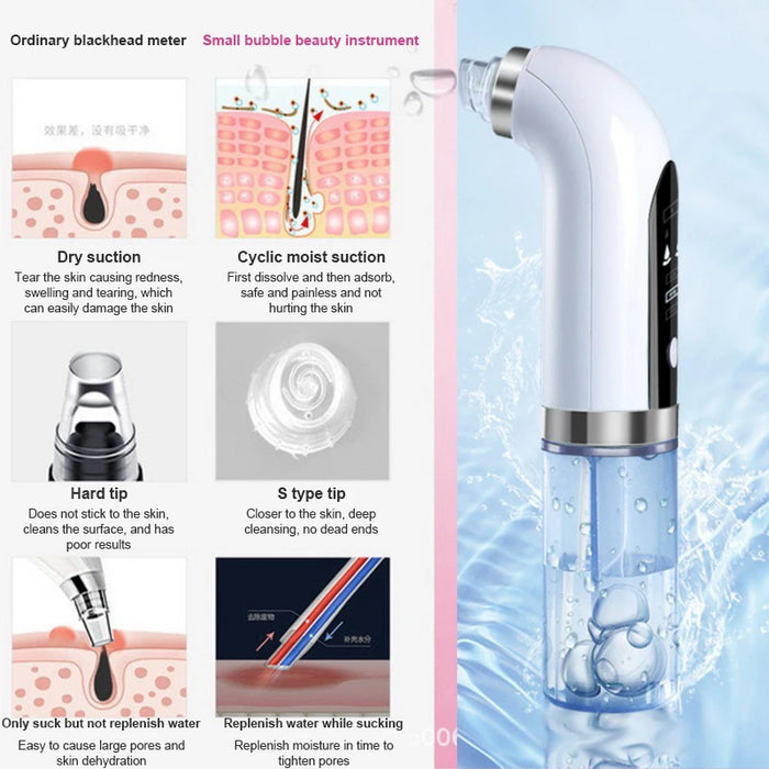 Blackhead Remover Pore Vacuum Face Cleaner Electric Pimple Black Head Removal USB Rechargeable Water Cycle Facial Cleaning Tools