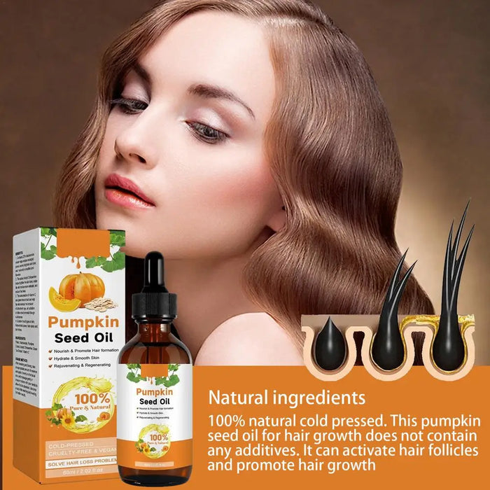 NEW 60ml Hair Growth Pumpkin Seed Oil Body Skin Nourishing Scalp Massage Health Dry Damaged Cracked Repair Nourishing