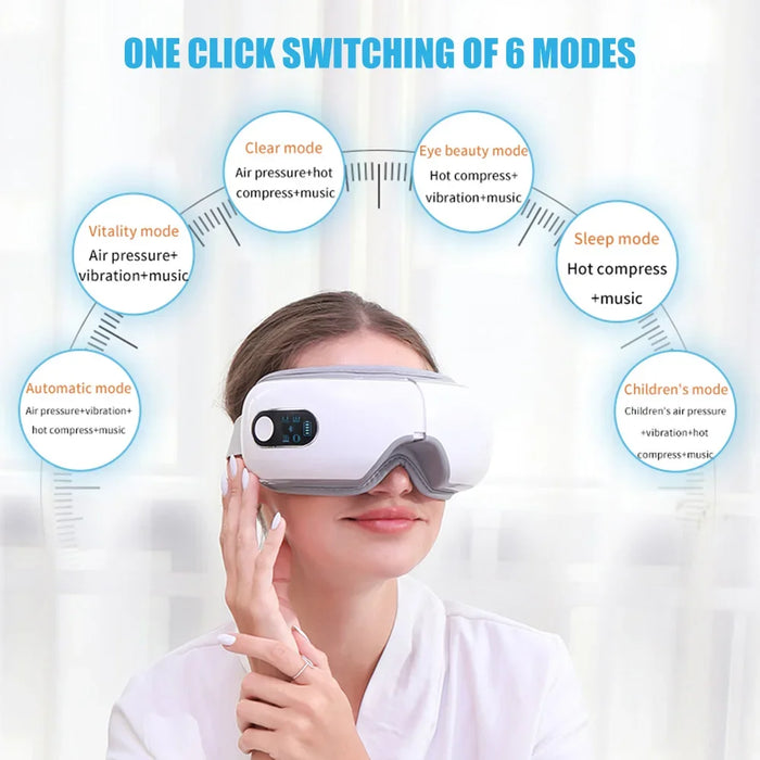 Heated Eye Massager Smart Airbag Vibration Eye Care Instrument With Bluetooth Eye Massage Glasses Fatigue Pouch ＆ Wrinkle