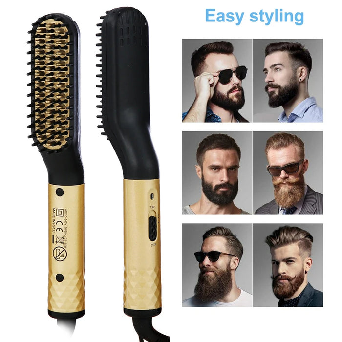 2023 New Hair Straightener Electric Negative Ion Heating Comb Men's Beard Hair Straightening Brush Dry And Wet Use Quick Styler