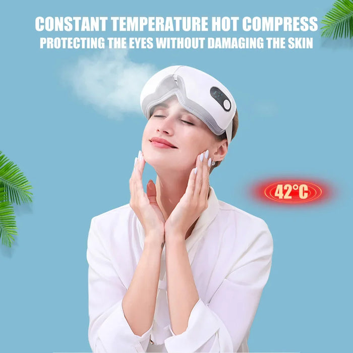 Heated Eye Massager Smart Airbag Vibration Eye Care Instrument With Bluetooth Eye Massage Glasses Fatigue Pouch ＆ Wrinkle