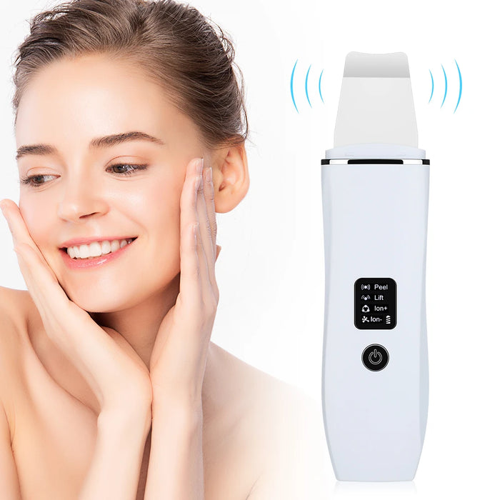 Ultrasonic Facial Cleaner Device EMS Skin Scrubber Blackhead Remove Pores Deep Cleaning Peeling Sholve Skin Care Face Lifting