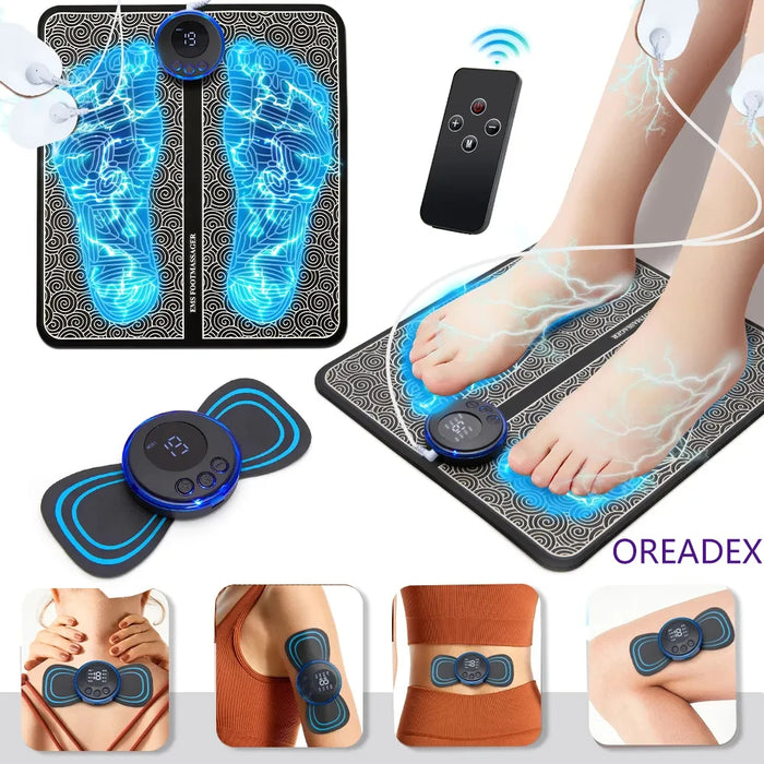 Electric EMS Foot Massager Pad Relief Pain Relax Feet Acupoints Massage Mat Shock Muscle Stimulation Improve Blood Circulation