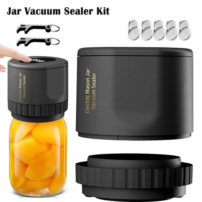 Electric Mason Jar Vacuum Sealer Kit Cordless Automatic Jar Sealer Set for Food Storage and Fermentation with Mason Jar Lids