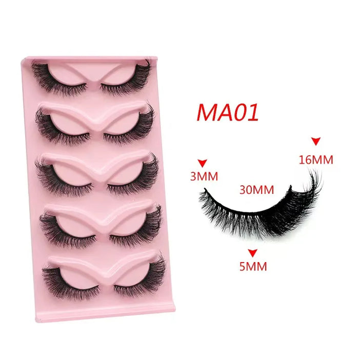 5/2Pairs Cat Eye Lashes Faux Mink Eyelashes Winged End Eye Elongated Eyelashes Fake Lashes Soft Natural long Full Strip Lashes