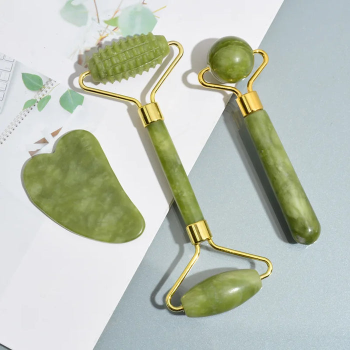 Natural Jade Roller Massager for Face Roller facial liftting Anti-wrinkle Gua Sha Jade Stone Face Massager Beauty Skin Care Tool