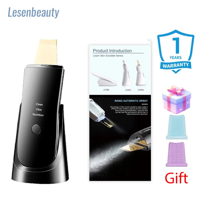 Lesen Ultrasonic Face Cleaner Skin Scrubber Ultrasound Vibration Lifting Massager Ultrasound Peeling Clean Tone Lift Scrubber