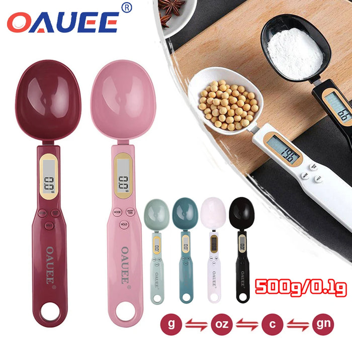 Oauee LCD Digital Kitchen Scale Electronic Cooking Food Weight Measuring Spoon 500g 0.1g Coffee Sugar Spoon Scale Kitchen Tool