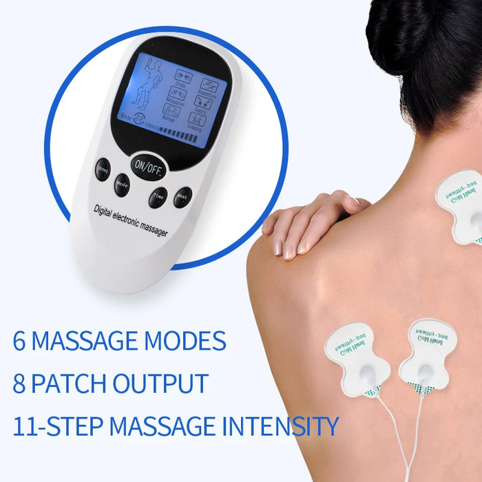 Digital TENS Machine EMS Massager Electric Pulse Muscle Stimulator for Back Neck Electrode Massage Pads Convenient Use at Home