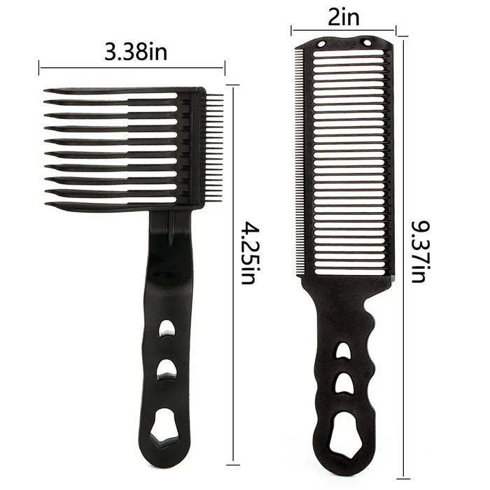 2PCS Kit Upgrade Barber Flat Top Hair Cut Combs Men's Arc Design Curved Positioning Hair Clipper Combs Salon Hairdresser Tools