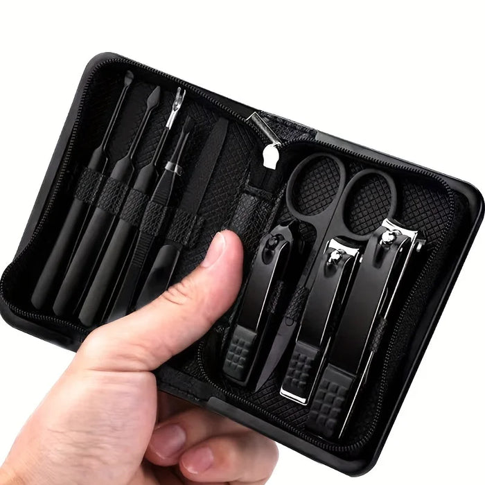 9pcs Nail Clippers Set, Stainless Steel Nail Cutter Portable Nail Clipper Manicure Pedicure Kit Professional Nail File Travel