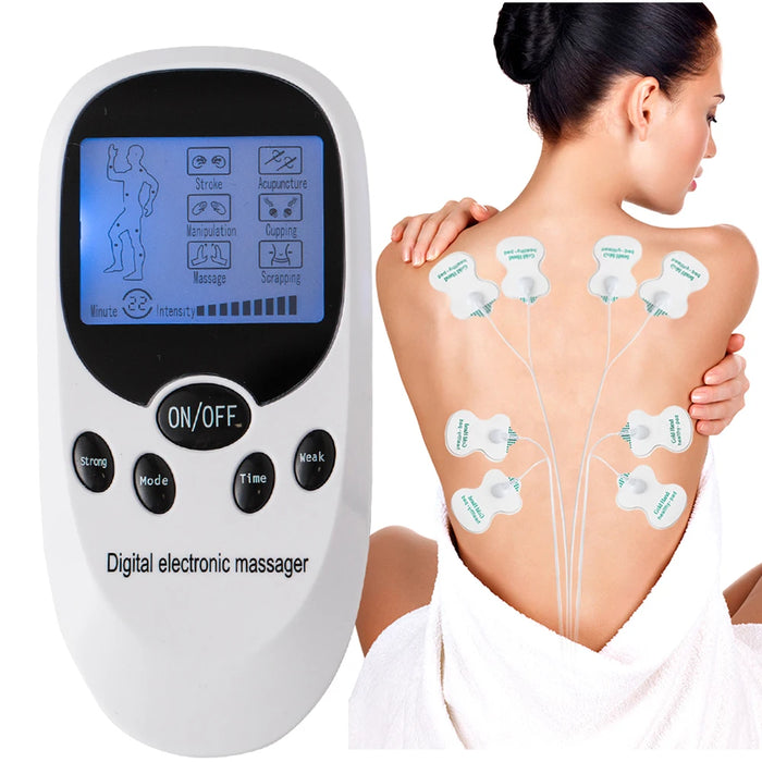 Digital TENS Machine EMS Massager Electric Pulse Muscle Stimulator for Back Neck Electrode Massage Pads Convenient Use at Home