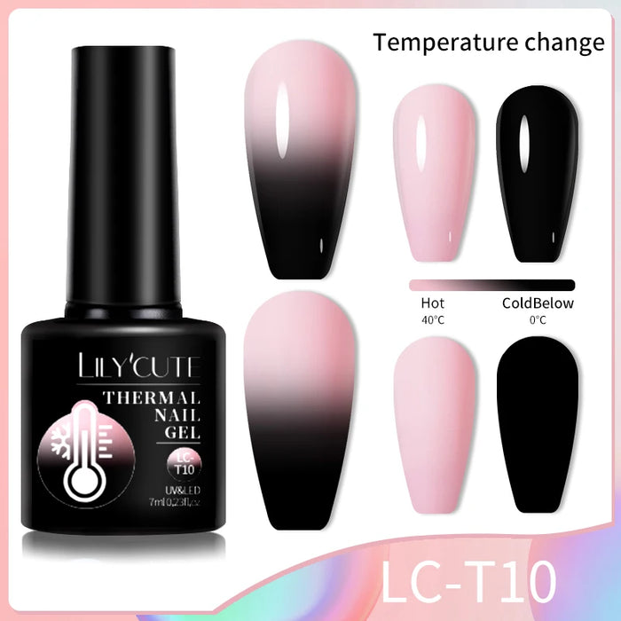 LILYCUTE Thermal Gel Nail Polish Nude Pink Winter Grey Gradient Temperature Color Changing Long Lasting Nail Art Gel Varnish