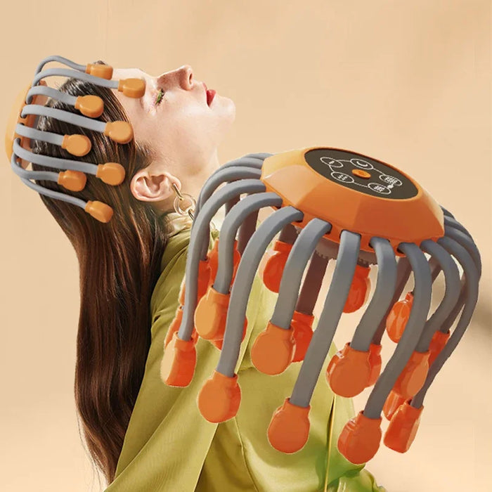 20 Octopus Claw Head Massager Electric Red Light Therapy Relief Scalp Massage Stimulators Orange Vibration Hair Head Massager