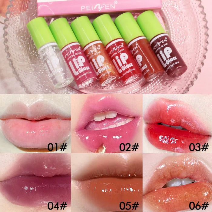 6PCS/Sets Moisturizing Lip Gloss Hydrating Transparent Lip Plumper Oil Lasting Nourishing Lips Glaze Women Beauty Cosmetics Set