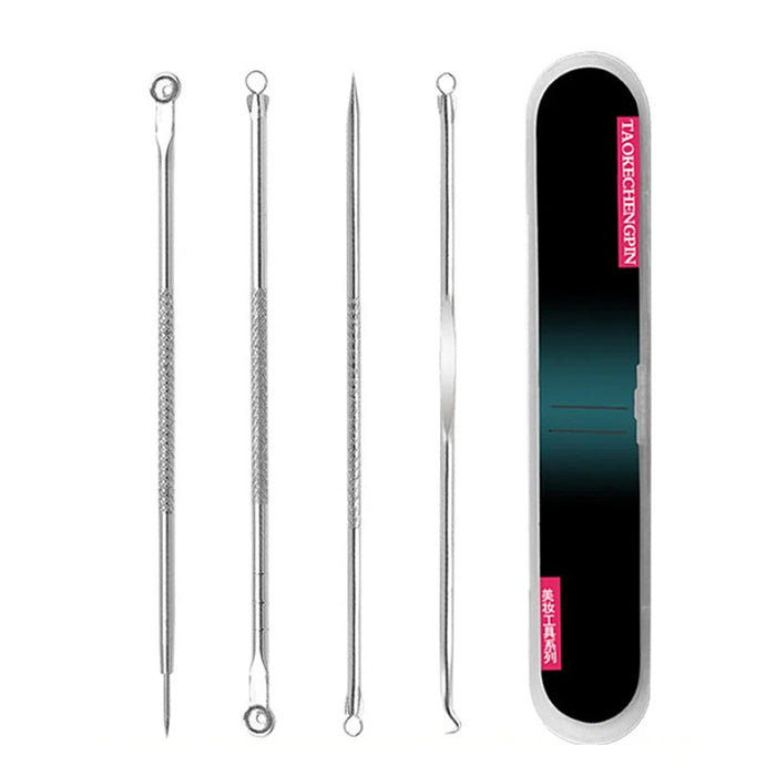 4pcs/set Blackhead Blemish Removers Pimple Needles Acne Extractor Remover Tool Kit Spoon For Face Skin Care Tool