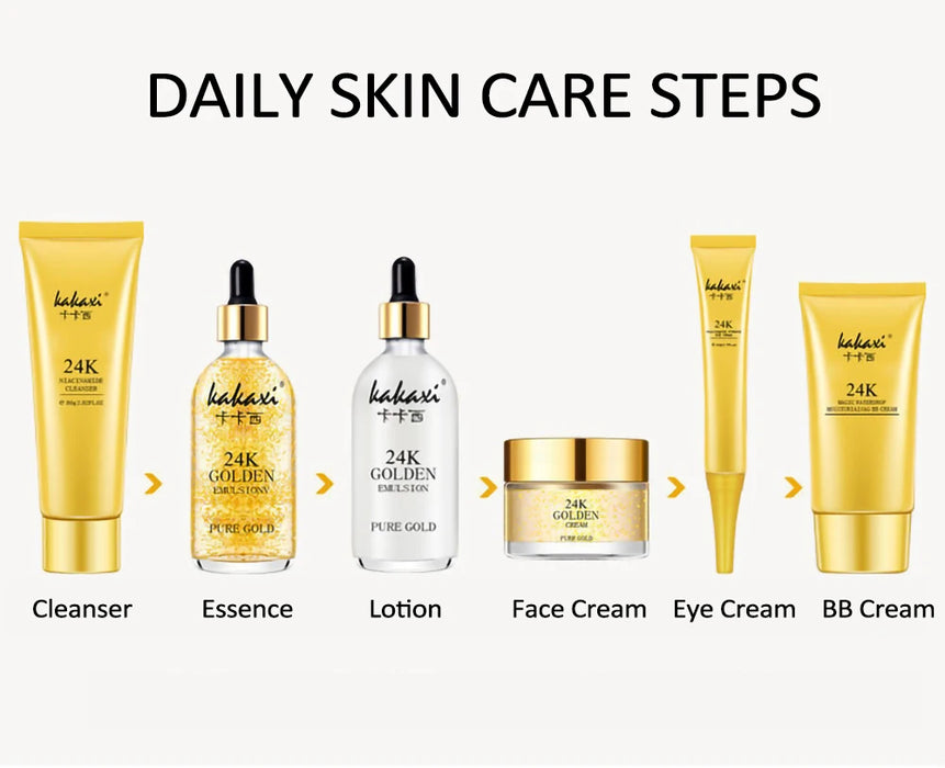 24K Gold Nicotinamide Skin Care Set Moisturizing Skin Face Essence Face Cream Remove Dark Circles Eye Cream Exquisite Gift Box