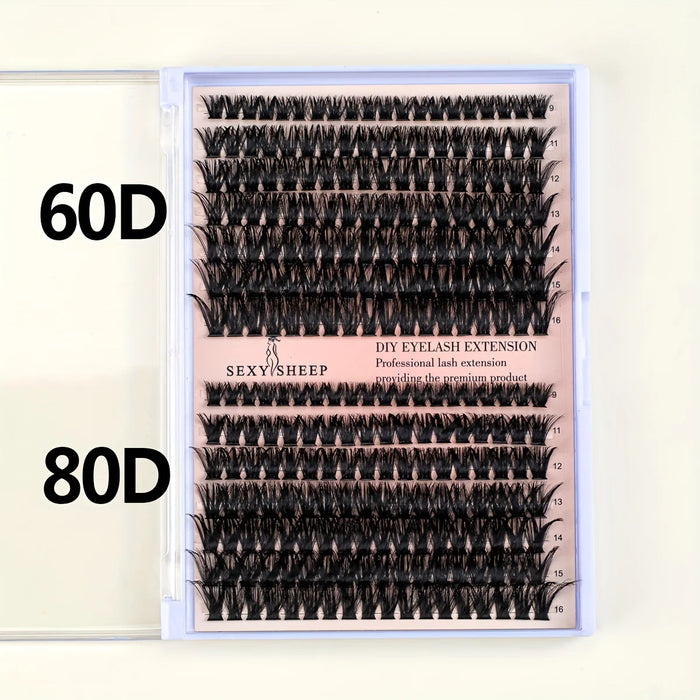 DIY Lash Extension Kit 280pcs Individual Lashes Cluster 9-16mm Mix 40D50D60D80D with Lash Bond and Seal and Remover Lash