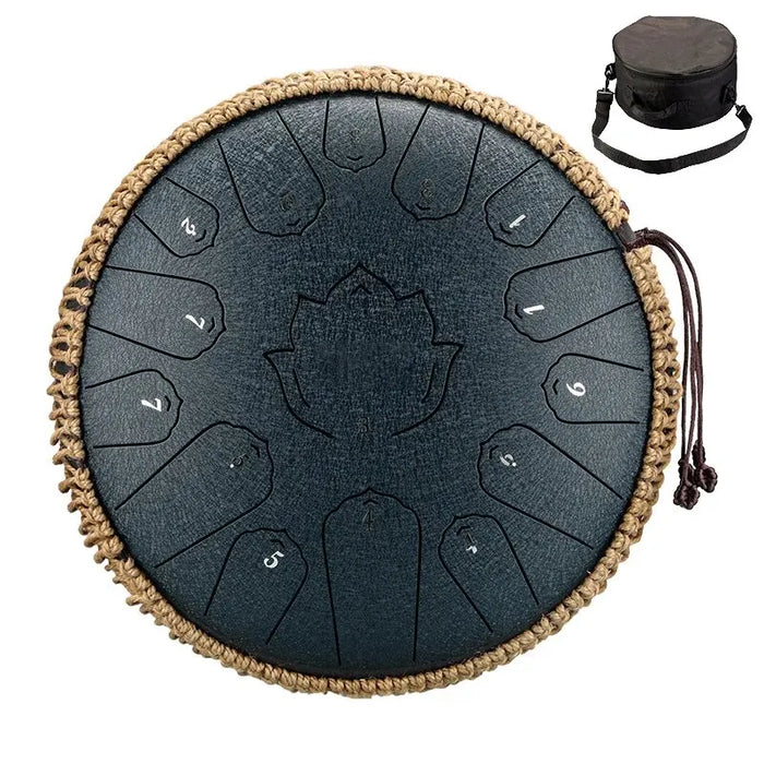 Hluru 13 Inch 15 Notes Steel Tongue Drum Glucophone C Tone Music Drum Ethereal Drum Percussion Musical Instruments Steel Drum