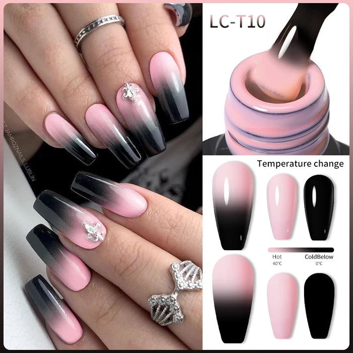 LILYCUTE Thermal Gel Nail Polish Nude Pink Winter Grey Gradient Temperature Color Changing Long Lasting Nail Art Gel Varnish