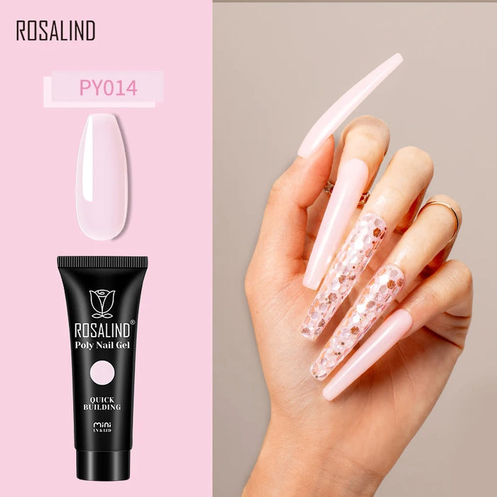 Rosalind Clear White Poly Nail Gel UV Builder Acrylic Liquid Quick Extension Nail Art Tip Glitter Poly Crystal Gel Top Base Coat