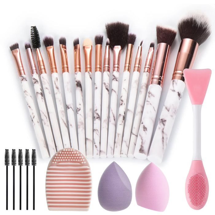 15pcs Marble makeup brushes set with makeup sponges with Face washing brush make up brushes makeup tools