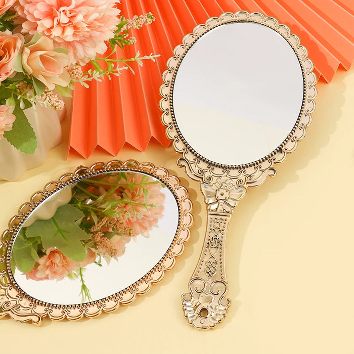 Classic style makeup mirror Makeup mirror Golden Mirrors Hand held makeup mirror handle Large quantity can be customized