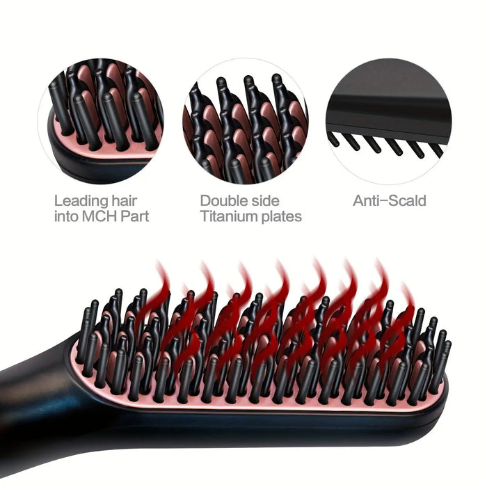 Professional Curler Straightener Comb Fashion Fast Heating Ceramic Hair Straightener Electric Straighten Hair Brush