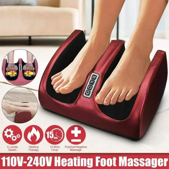 Electric Foot Massager Heating Therapy Hot Compression Shiatsu Kneading Roller Muscle Relaxation Relieve Fatigue Foot Spa Machin