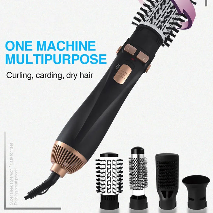 Hot Air Brush 4 Head Replaceable Hair Dryer Comb One Step Blower Strong Wind Electric Straightener Roller Curler Styling Tools