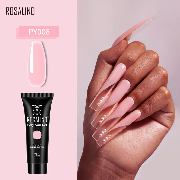 Rosalind Clear White Poly Nail Gel UV Builder Acrylic Liquid Quick Extension Nail Art Tip Glitter Poly Crystal Gel Top Base Coat