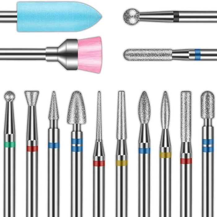 13PC Nail Polish Head Milling Cutter Set, Used for Nail Beauty Deburring Gel Dead Skin, Automatic Polishing Machine Accessories