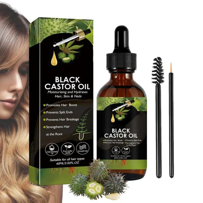 Black Castor Oil for Hair 60ml Moisturizing Hair Oil Care Liquid Jamaican Black Castor Hair Oil Gentle Natural Hair Growth Oil