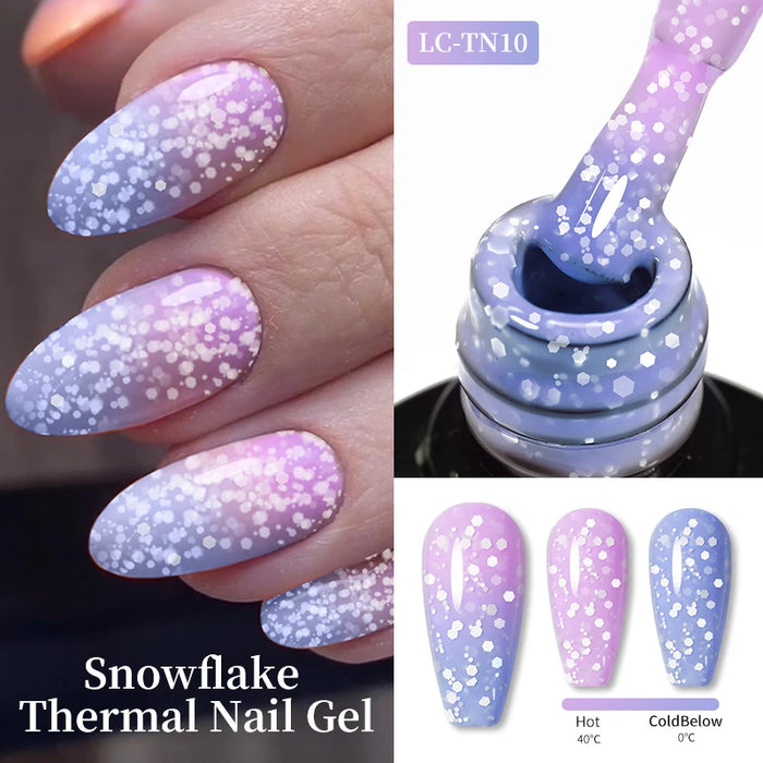 LILYCUTE Thermal Gel Nail Polish Nude Pink Winter Grey Gradient Temperature Color Changing Long Lasting Nail Art Gel Varnish