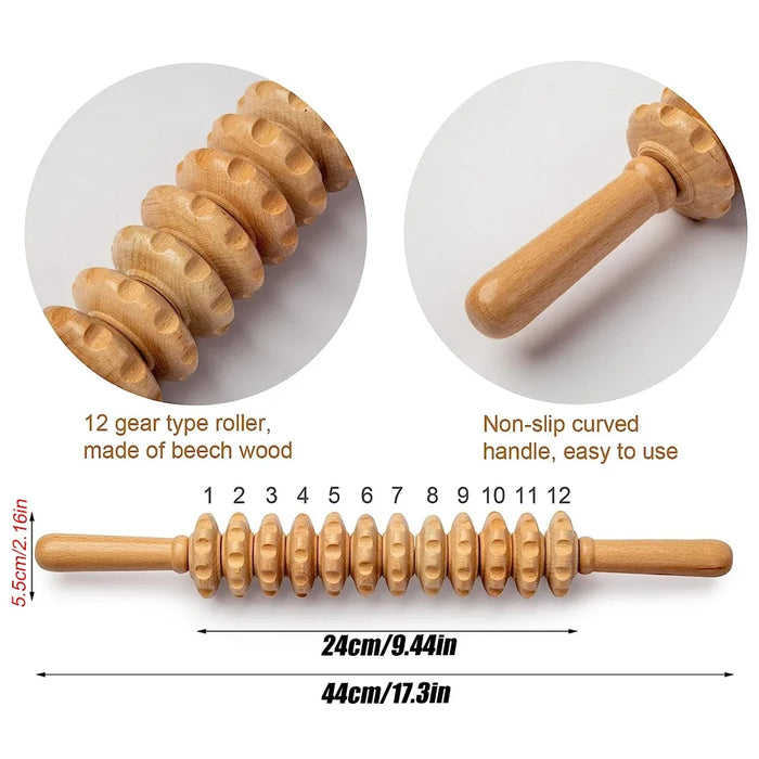 1Pcs Wood Therapy Massage Tools, Massage Roller Relax Muscles, Relieve Soreness & Lymphatic Drainage, Body Sculpting