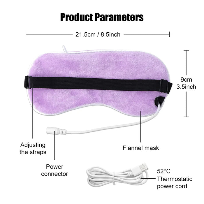 USB Heated Eye Mask Reusable USB Steaming Mask Eye Massager for Sleeping Puffiness Anti Dark Circle Patch Hot Blindfold Eye Care