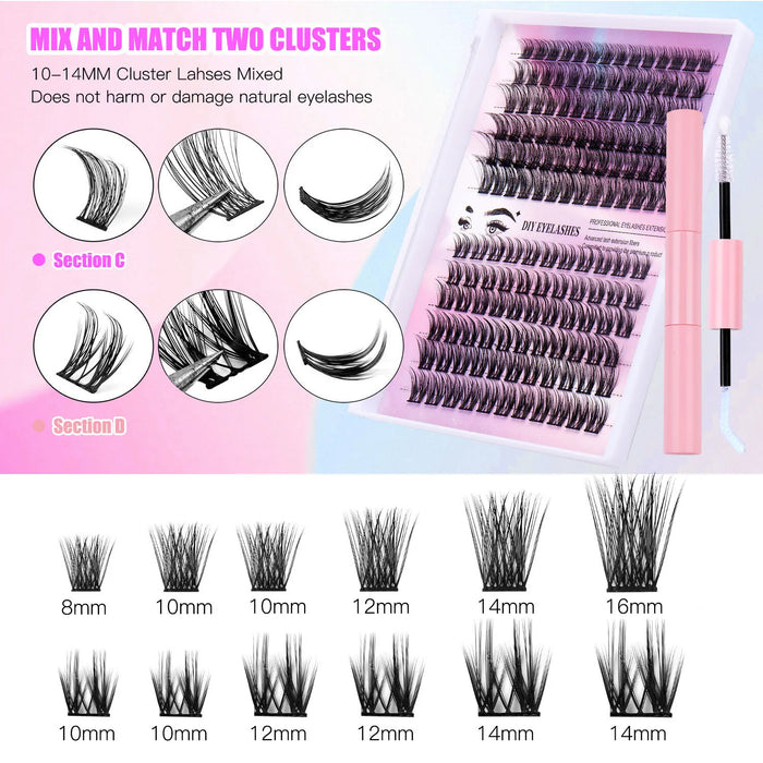 Combination Simulation Glue Tweezers Set Curl Eyelashes DIY Segmented  Extensions Cluster Fales eyelash Charming Tools