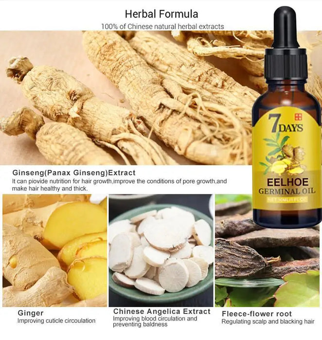 Ginger Fast Hair Growth Oil Anti Hair Loss Treatment for Man Women Serum Scalp Baldhead Repair Nourish Root Fast Growing Product