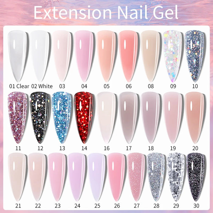 LILYCUTE 15ml Nail Extension Gel Kit With LED Lamp Full Manicure Tool Set Quick Finger Extend Acrylic Crystal Construction Gel