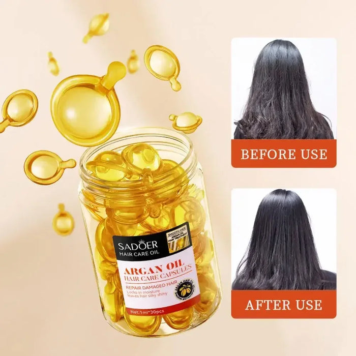 Smooth Silky Hair Vitamin Capsule Keratin Oil Hair Moroccan Anti-Loss Repair Damaged Hair Care Serum Products