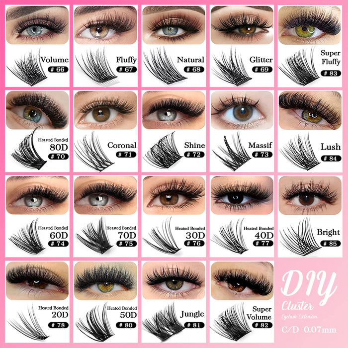 YUANZHIJIE 144pcs/case 100% Handmade DIY Lashes Extension 8-16mm Mix Length Eyelashes  Segmented Eyelashes Bundle Lash