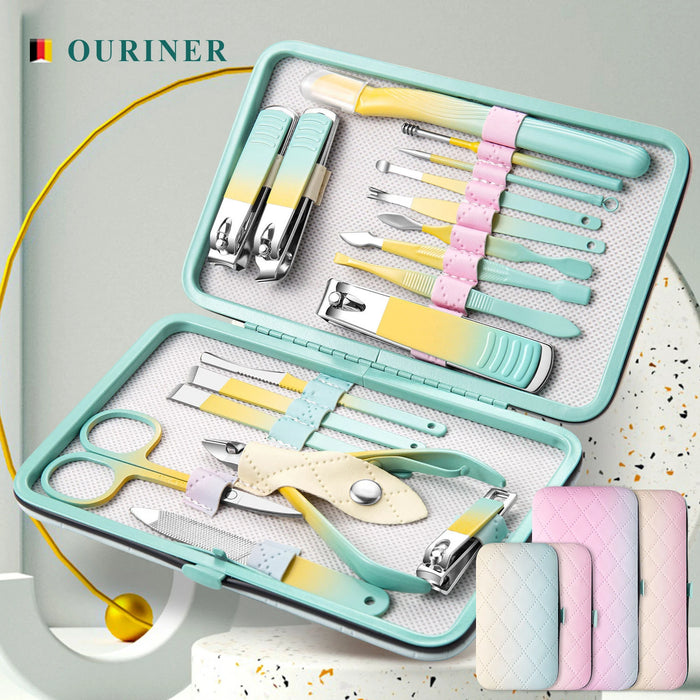 2024 New Gradient colors 7-18pcs Manicure Set Pedicure Sets Nail Clipper Stainless Steel Professional Nail Cutter Tools