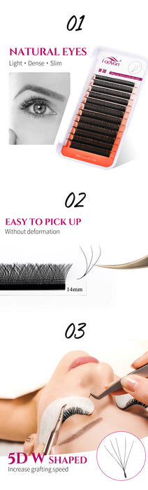 FADVAN 5D W Shape Lashes 0.07/0.05 C/D/DD/LCurl 3D/4D/5D/6D/7D/8D W Lashes Natural Soft Professional Lashes