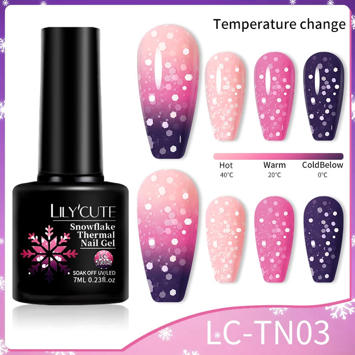 LILYCUTE Thermal Gel Nail Polish Nude Pink Winter Grey Gradient Temperature Color Changing Long Lasting Nail Art Gel Varnish