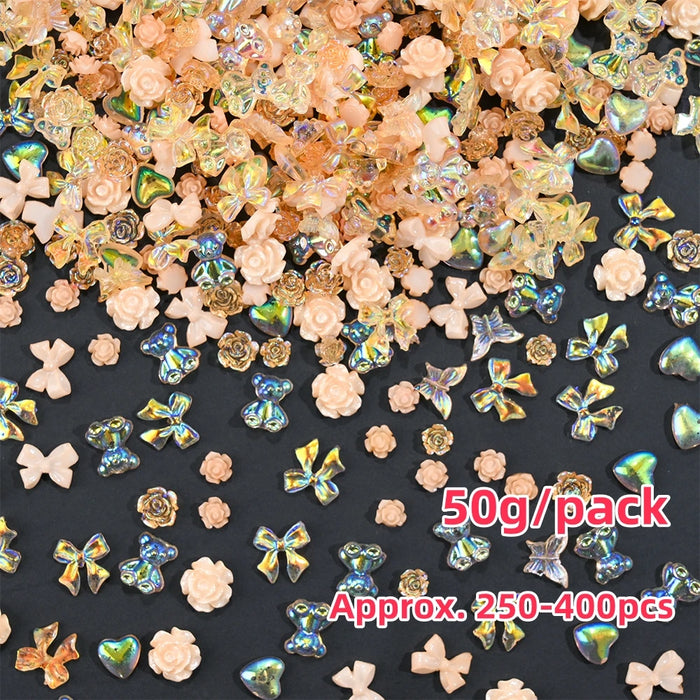 500-600pcs Bow Flower Nail Art Resin Decorations Mix Shapes Nail Charms Press on Manicure Supplies Jewelry Kawaii Accessories *&