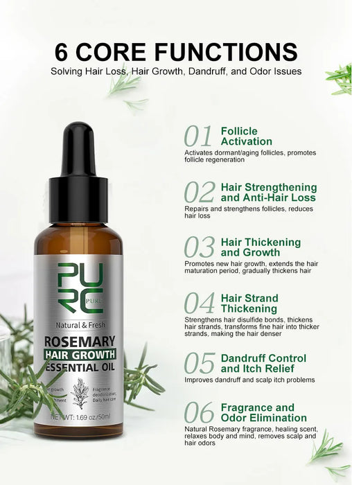 PURC Rosemary Oil For Hair Growth Set Hair Loss Treatment Fast Growth Thicken Oil Kits Ginger Hair Growth Products for Men Women